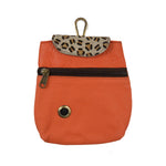 Baza Leder Leckerli-Tasche in Orange mit Leo-Kuhfell-Element und Metallöse für Hundekotbeutel