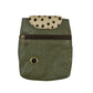 Leder Leckerli-Tasche in Olivgrün mit Gepard-Kuhfell-Element und Metallöse für Hundekotbeutel