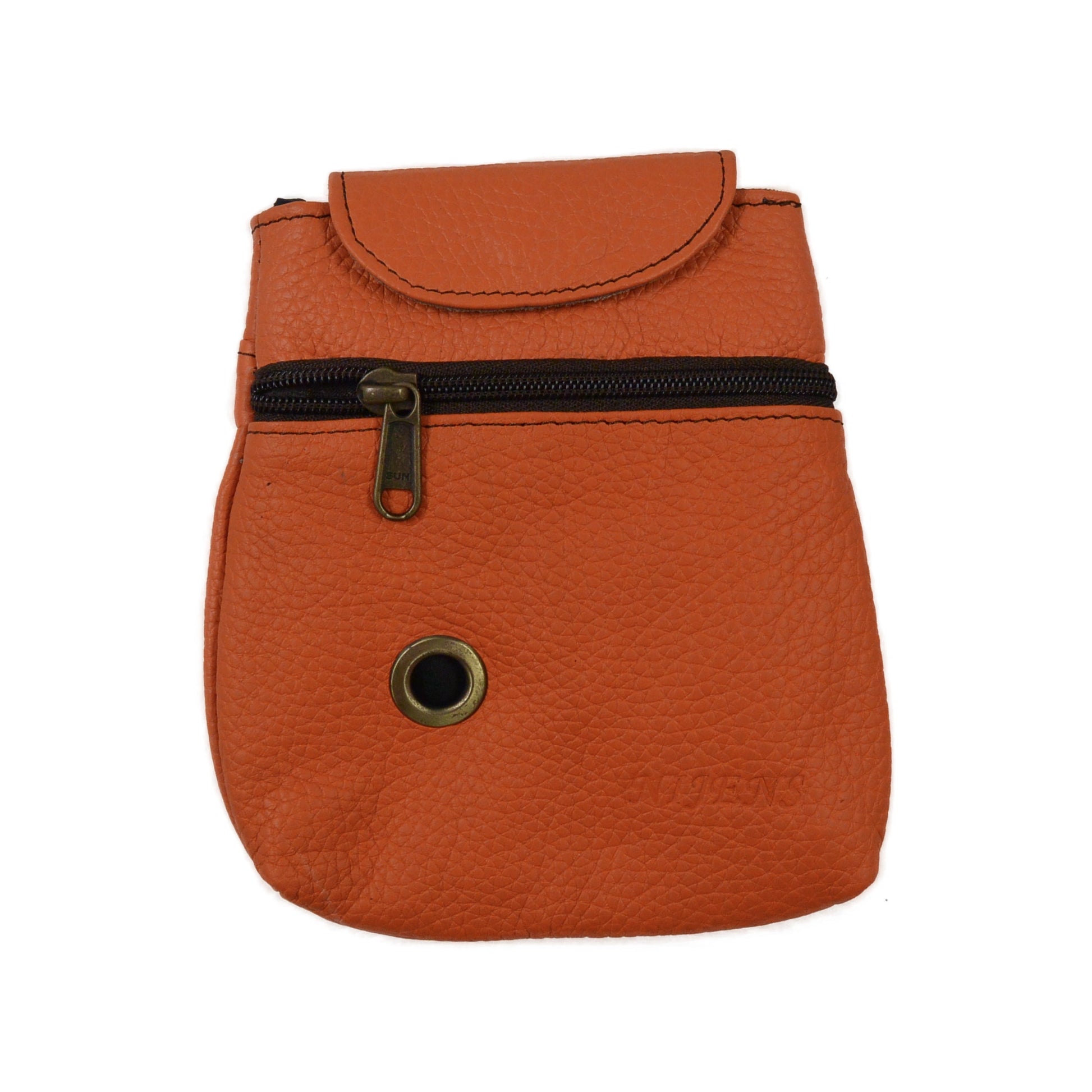 Leder Leckerli-Tasche in Orange mit Metallöse für Hundekotbeutel