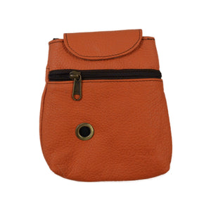 Leder Leckerli-Tasche in Orange mit Metallöse für Hundekotbeutel