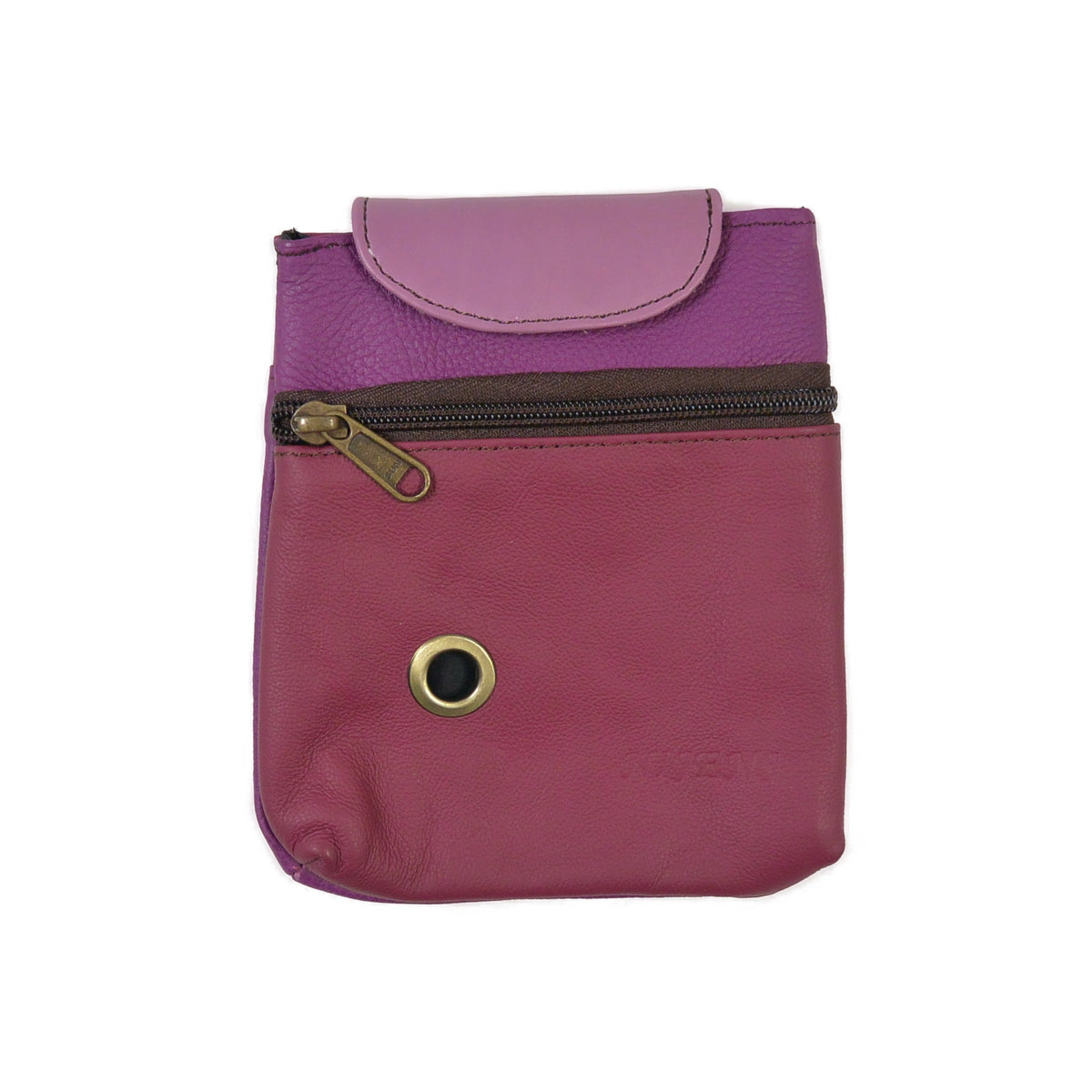 Baza Leder Leckerli-Tasche in Rosa-Bordeaux-Lila mit Metallöse für Hundekotbeutel