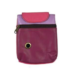 Baza Leder Leckerli-Tasche in Rosa-Lila mit Metallöse für Hundekotbeutel