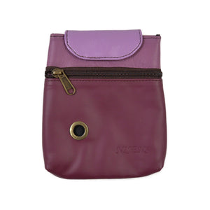 aza Leder Leckerli-Tasche in Fuchsia-Lila mit Metallöse für Hundekotbeutel
