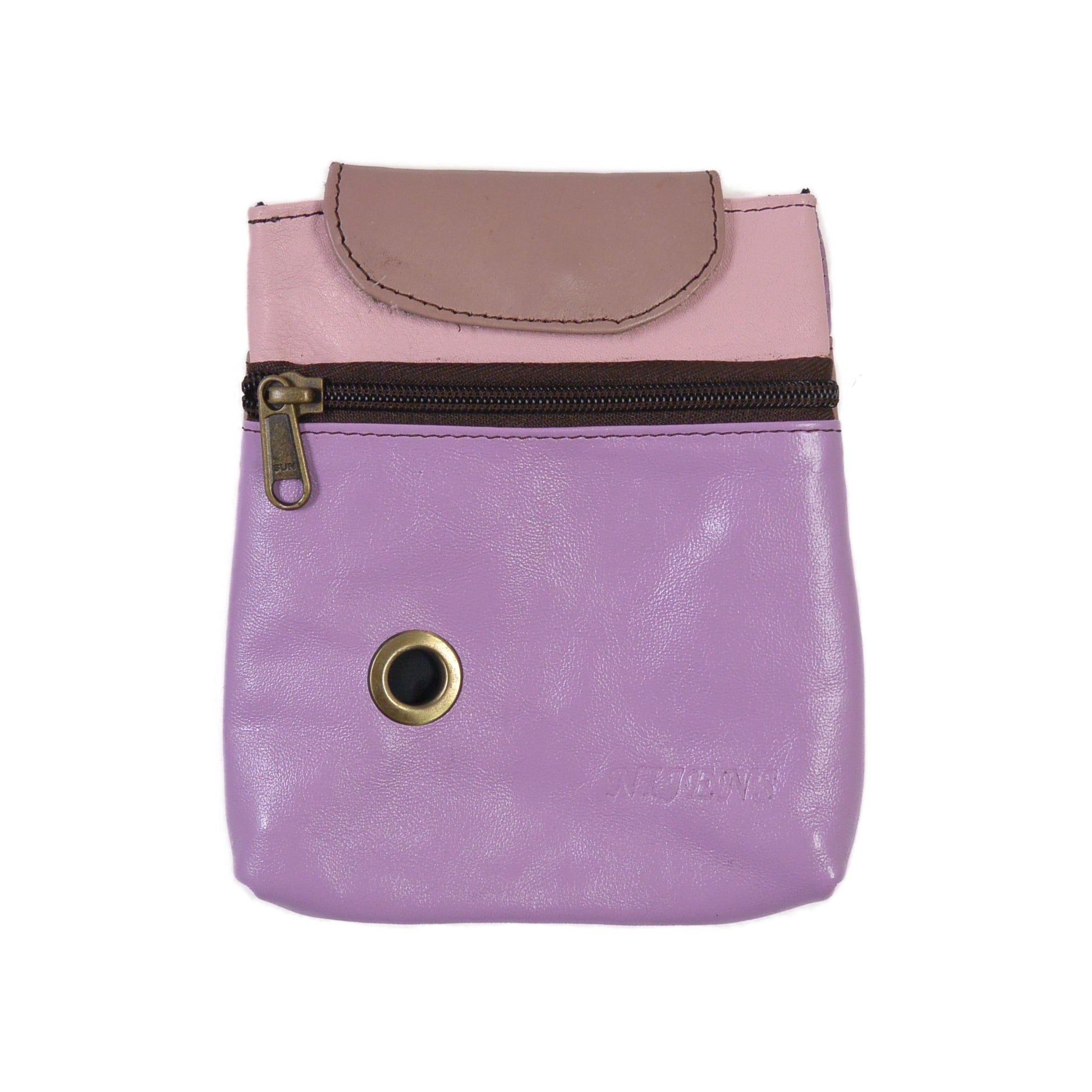 Baza Leder Leckerli-Tasche in Rosa-Lavendel mit Metallöse für Hundekotbeutel
