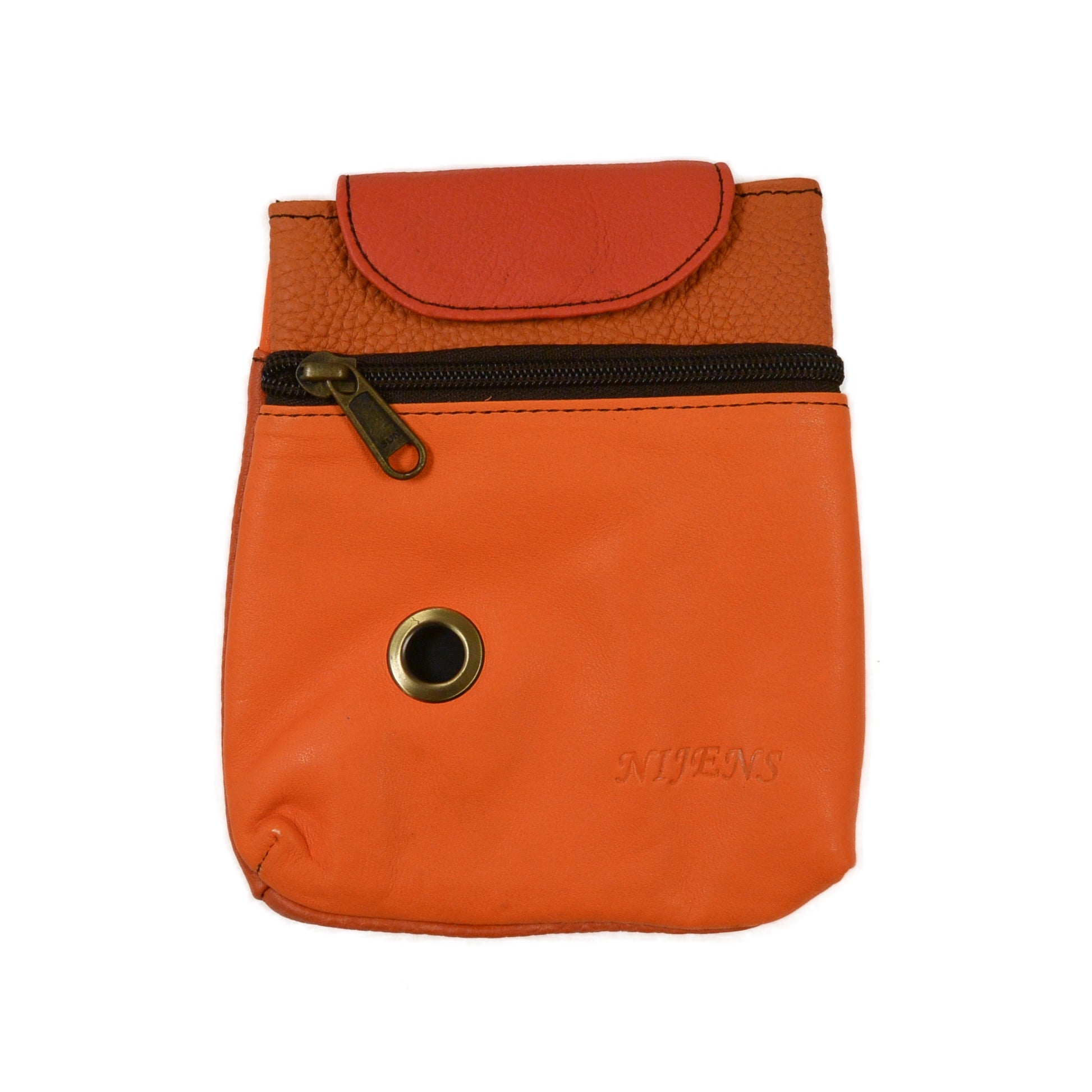 Baza Leder Leckerli-Tasche in Orange mit Metallöse für Hundekotbeutel