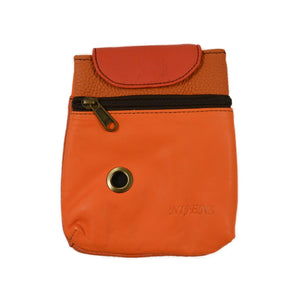 Baza Leder Leckerli-Tasche in Orange mit Metallöse für Hundekotbeutel