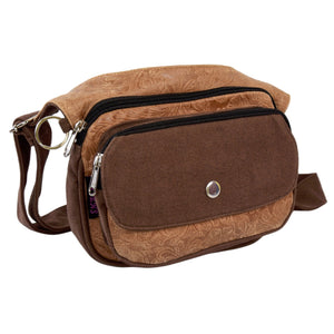 Gassi-Tasche Leder Vintage mit Blumenprint -  Frankfurt F-124 Nijens Shop