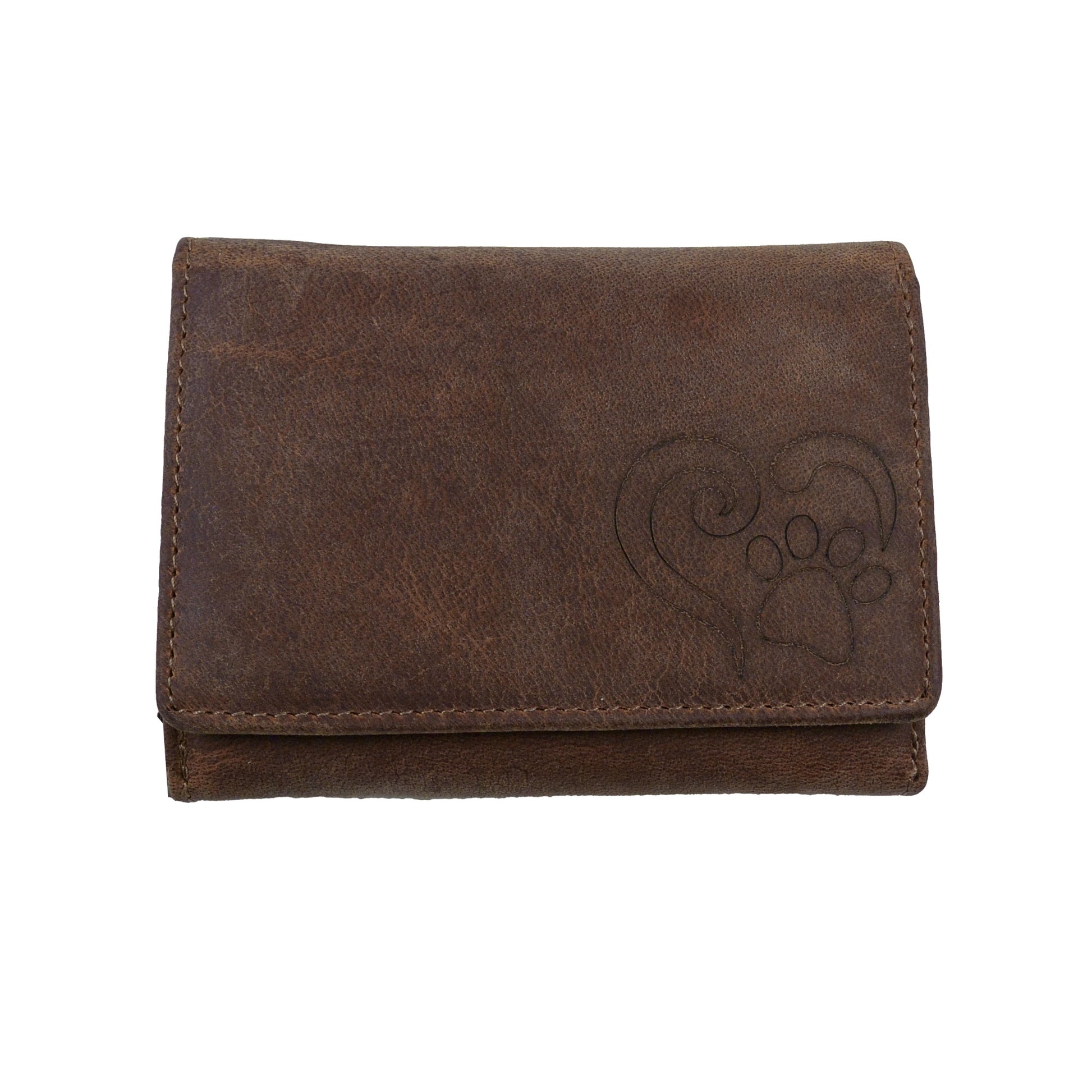 Nijens Leder Portemonnaie mit Pfote im Herz Prägung