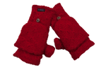 Handschuhe, Fäustlinge aus Schurwolle Rot mit Strickmuster können in halblangen Fingerhandschuh umgewandelt werden.