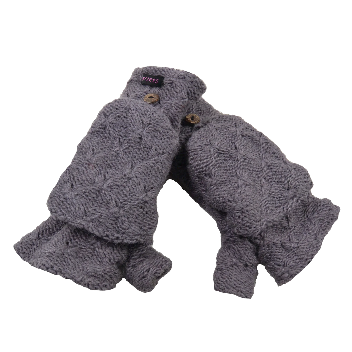Handschuhe, Fäustlinge aus Schurwolle Flieder mit Strickmuster können in halblangen Fingerhandschuh umgewandelt werden. 