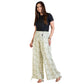 Bequeme Hose für Damen aus Viskose mit olivgrünem Ethno-Blumenprint und Seitentaschen