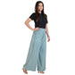 Bequeme Sommerhose für Damen aus Viskose mit türkis-grünem Ethno-Print und Seitentaschen