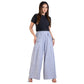 Damen Hose aus Viskose in Blau mit weitem Bein und elastischem Bund