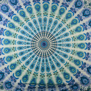 Mandala-Decke aus Indien mit Paisley-Muster in Türkis, Blau und Grün – ideal als Tagesdecke oder Deko. Nijens Shop