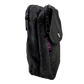 Beuteltasche Baumwolle, schwarz mit floralem Muster und zwei Gürtelschlaufen zum Anbringen an Gürtel. Mit zwei Reißverschlußfächern und einem Einsteckfach vorne, verschließbar mit einem Druckknopf.