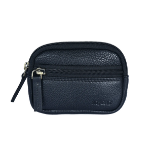 Kleine Beuteltasche aus echtem Leder mit Gürtelschlaufen und mit zwei separaten Fächern. Leder Schwarz.