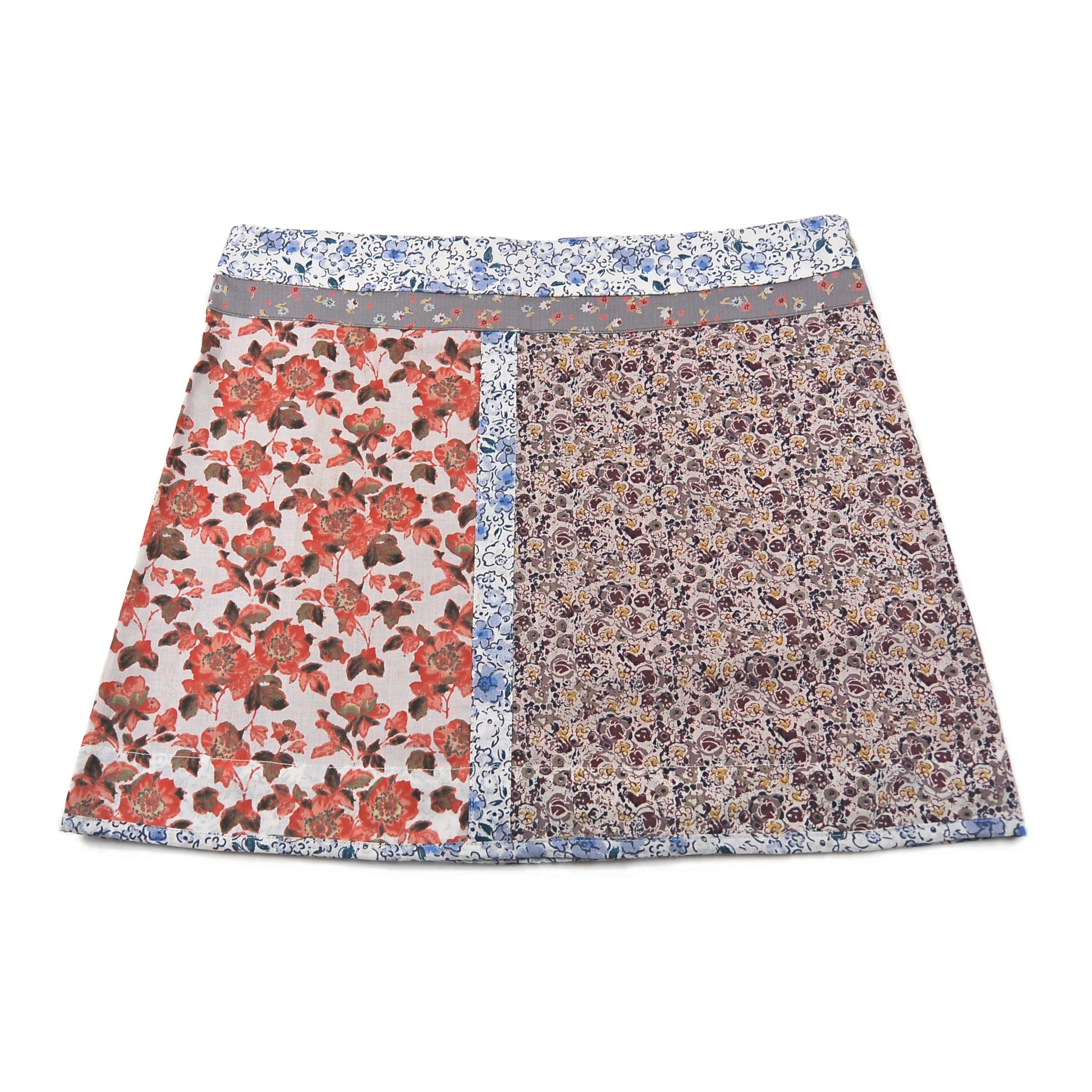 Sommerrock Minirock Wenderock Wickelrock aus Baumwollstoff mit Blumenmuster rosa-blau