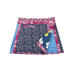 Sommerrock Minirock Wenderock Wickelrock aus Baumwolle mit Blumenmuster in Blau