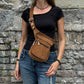 Bauchtasche Paris aus braunem Cord als Crossbody getragen – praktische Nijens Tasche mit mehreren Reißverschlussfächern