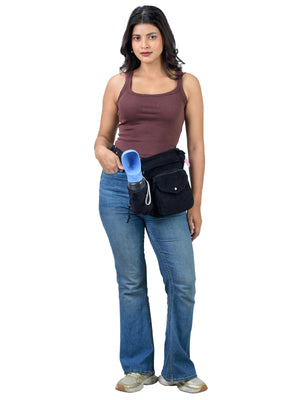 Gassi-Tasche mit Flaschenhalter "Brandenburg" Cord Schwarz (103)