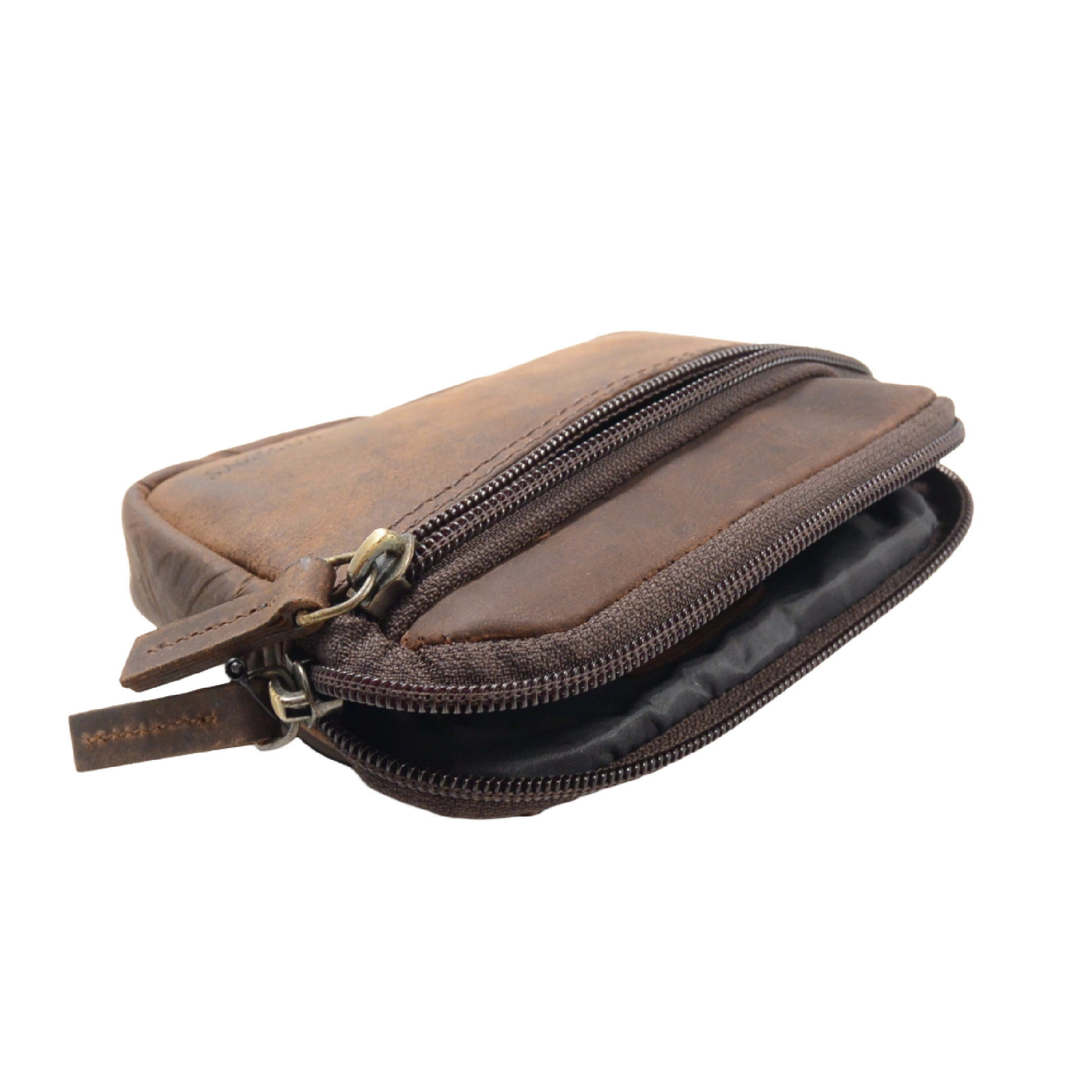 Kleine Beuteltasche Leder Dunkelbraun 2