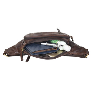 Nijens Gassi-Tasche Leder Bauchtasche (Pfoten-Herzen Prägung) Kastanienbraun 2