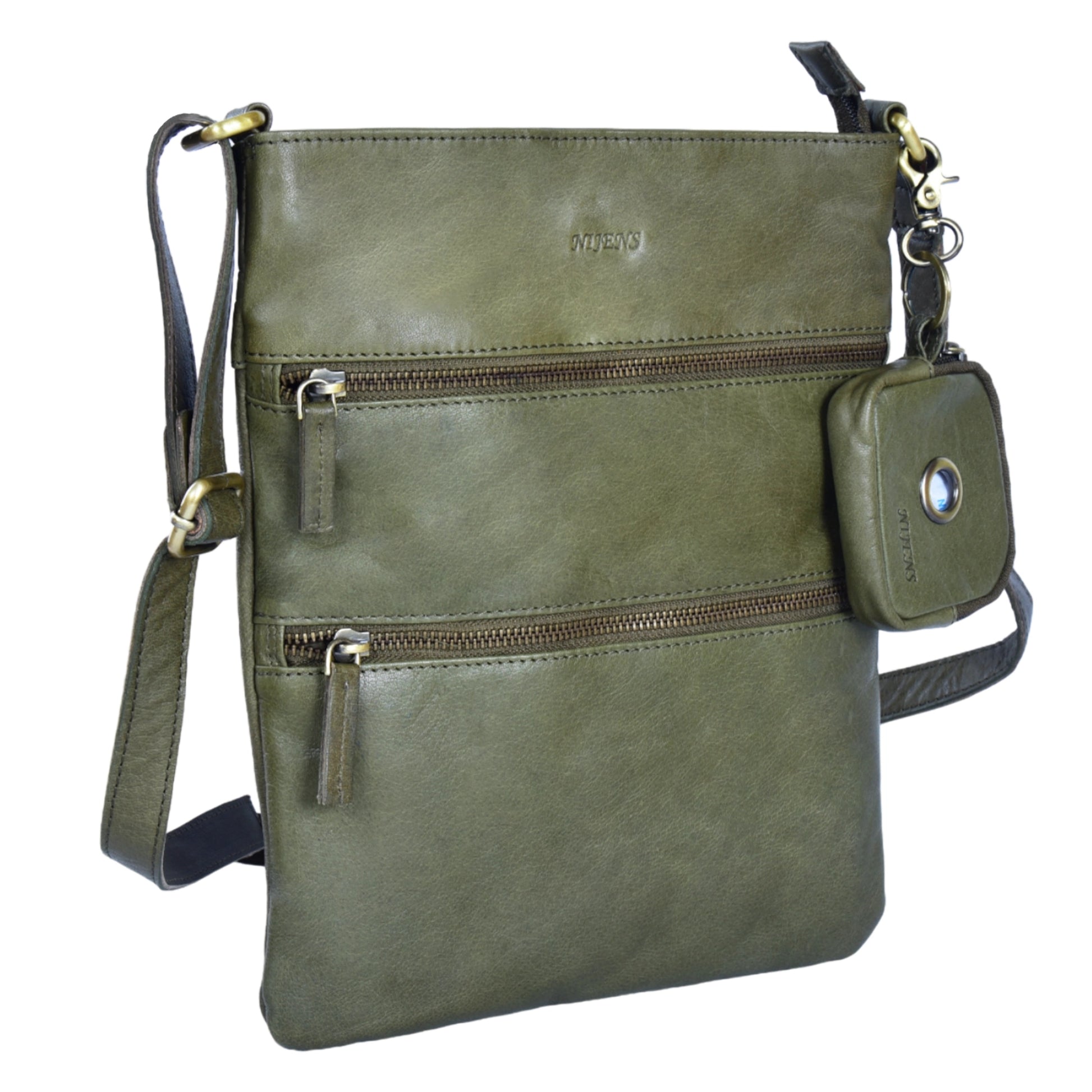 Ledertasche Umhängetasche Leder Olive 4