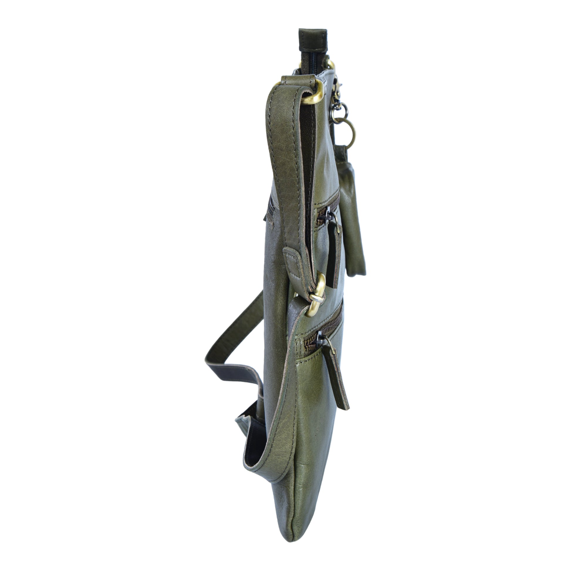 Ledertasche Umhängetasche Leder Olive 5