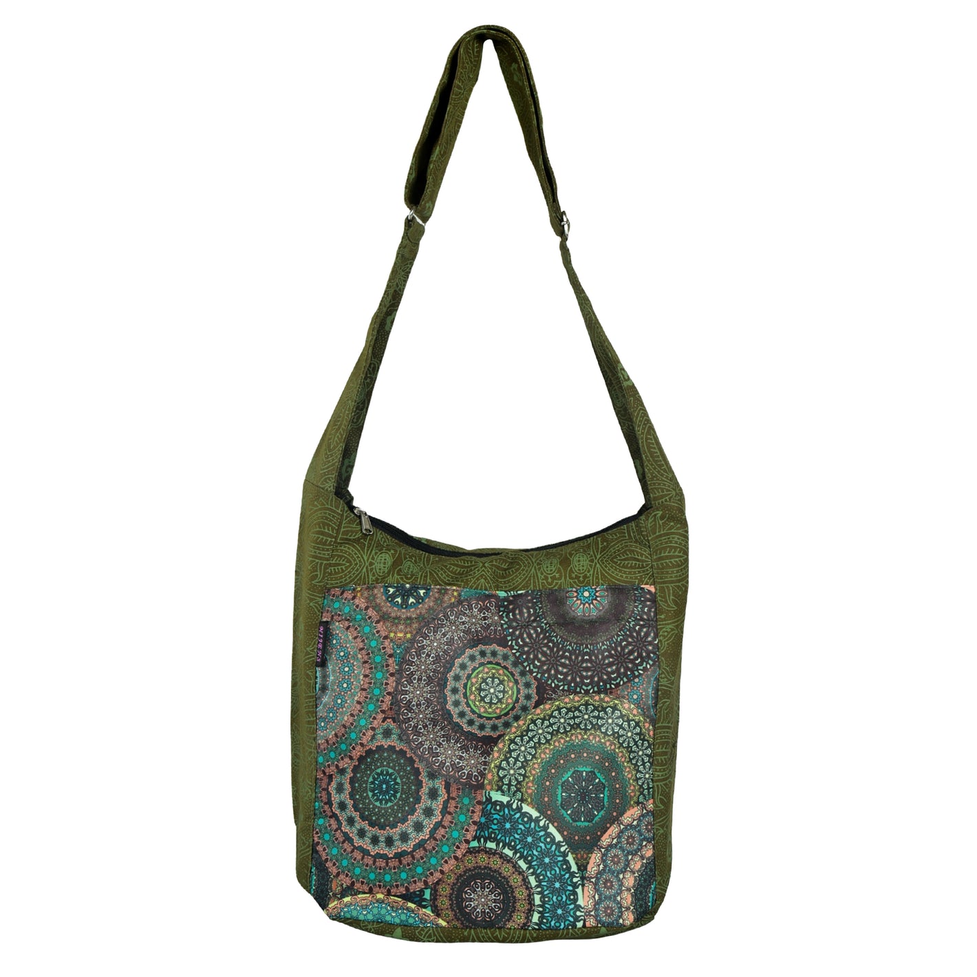 Canvas-Shopper von Nijens mit Mandala-Muster in Olivgrün