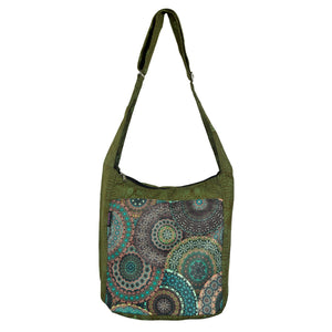 Canvas-Shopper von Nijens mit Mandala-Muster in Olivgrün