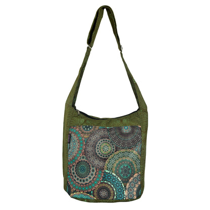 Canvas-Shopper von Nijens mit Mandala-Muster in Olivgrün