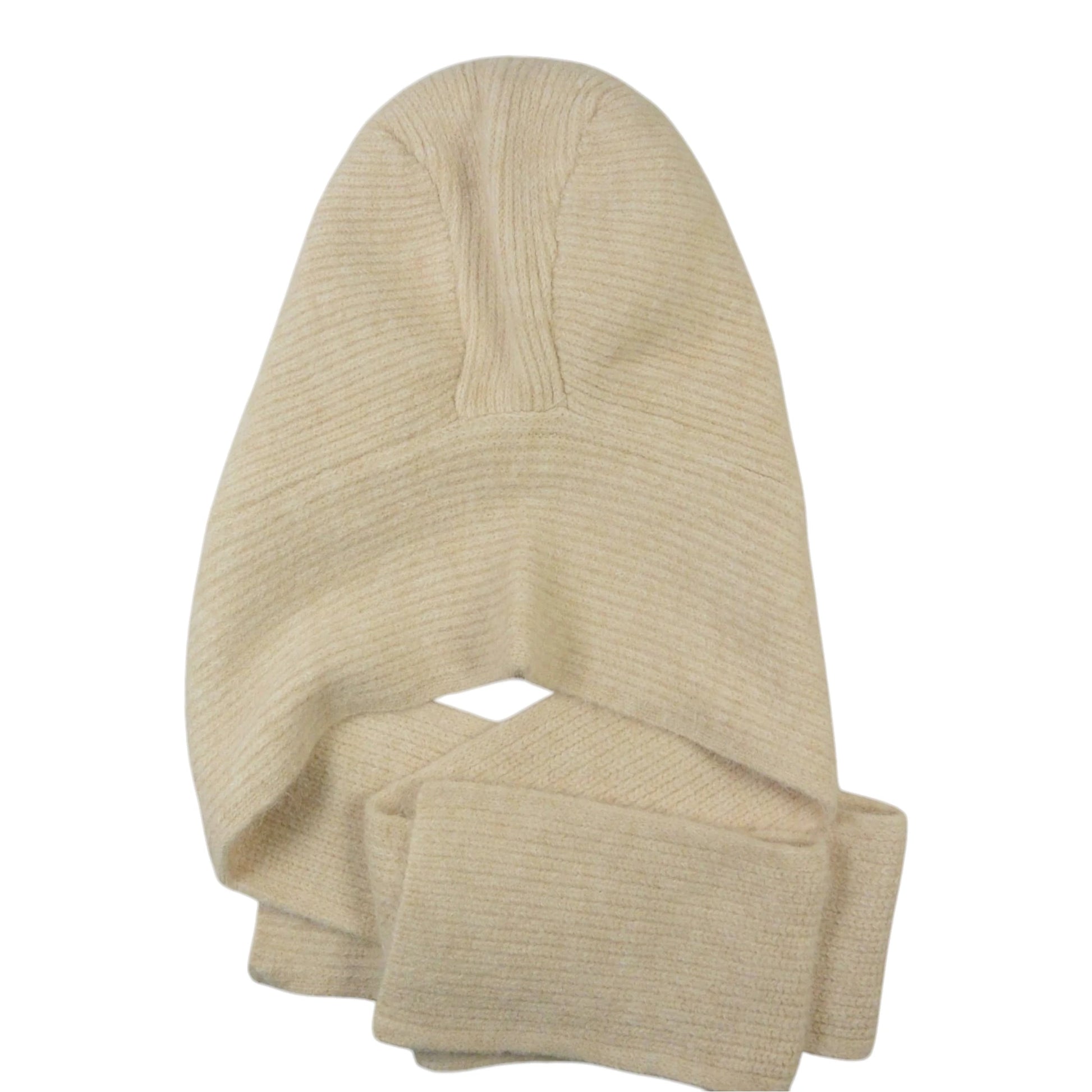 Nijens Balaclava Kapuzenschal in Creme mit langen Schalenden – Rückansicht