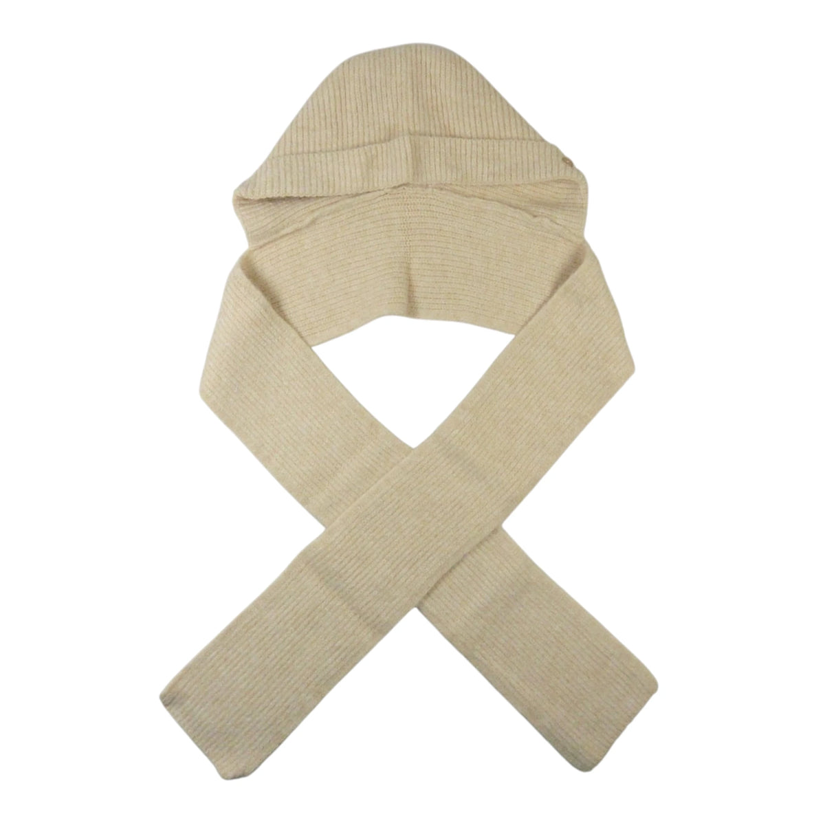 Nijens Balaclava in Creme mit langen Schalenden – offene Produktansicht