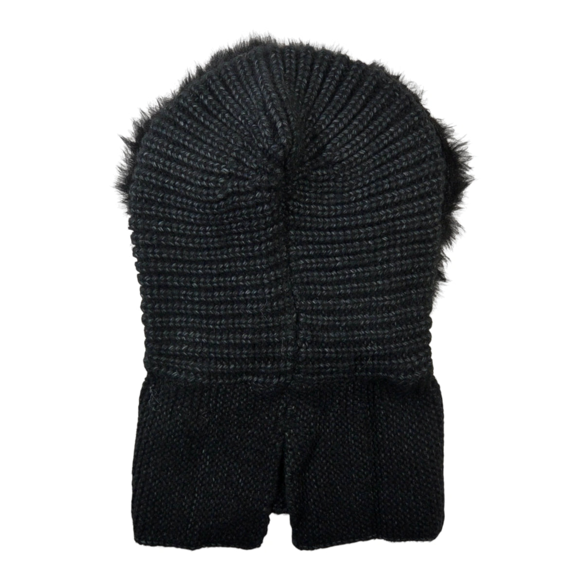 Nijens Balaclava Damen schwarz Rückansicht – gestrickte Schlupfmütze mit verlängertem Halsbereich
