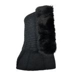 Schwarze Balaclava Damen mit Kunstfell Seitenansicht – warme Winter Kapuze von Nijens