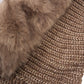 Braune Nijens Balaclava mit Kunstfell – gestrickter Kapuzenschal