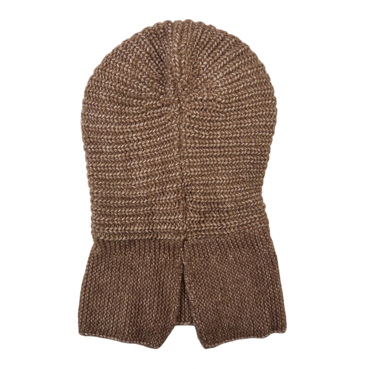 Nijens Balaclava Damen braun Rückansicht – gestrickte Schlupfmütze mit verlängertem Halsbereich