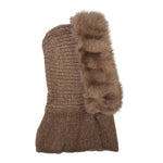Braune Balaclava Damen mit Kunstfell Seitenansicht – warme Winter Kapuze von Nijens