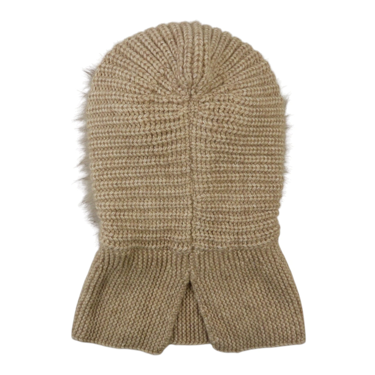 Nijens Balaclava Damen beige Rückansicht – gestrickte Schlupfmütze mit verlängertem Halsbereich
