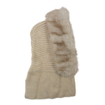 Nijens Balaclava Damen creme Seitenansicht – gestrickte Schlupfmütze mit verlängertem Halsbereich.