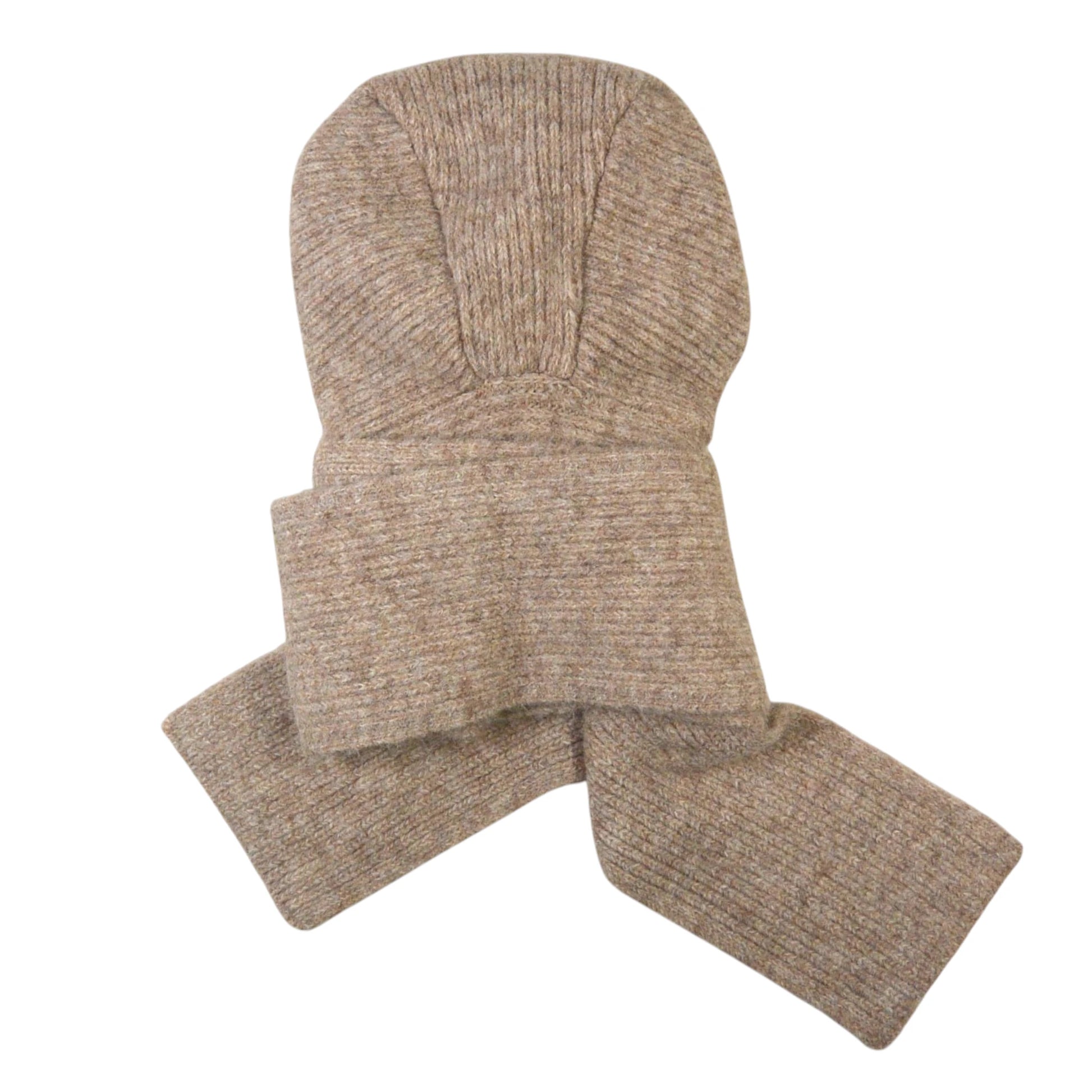 Nijens Balaclava in Beige mit langen Schalenden - Rückansicht