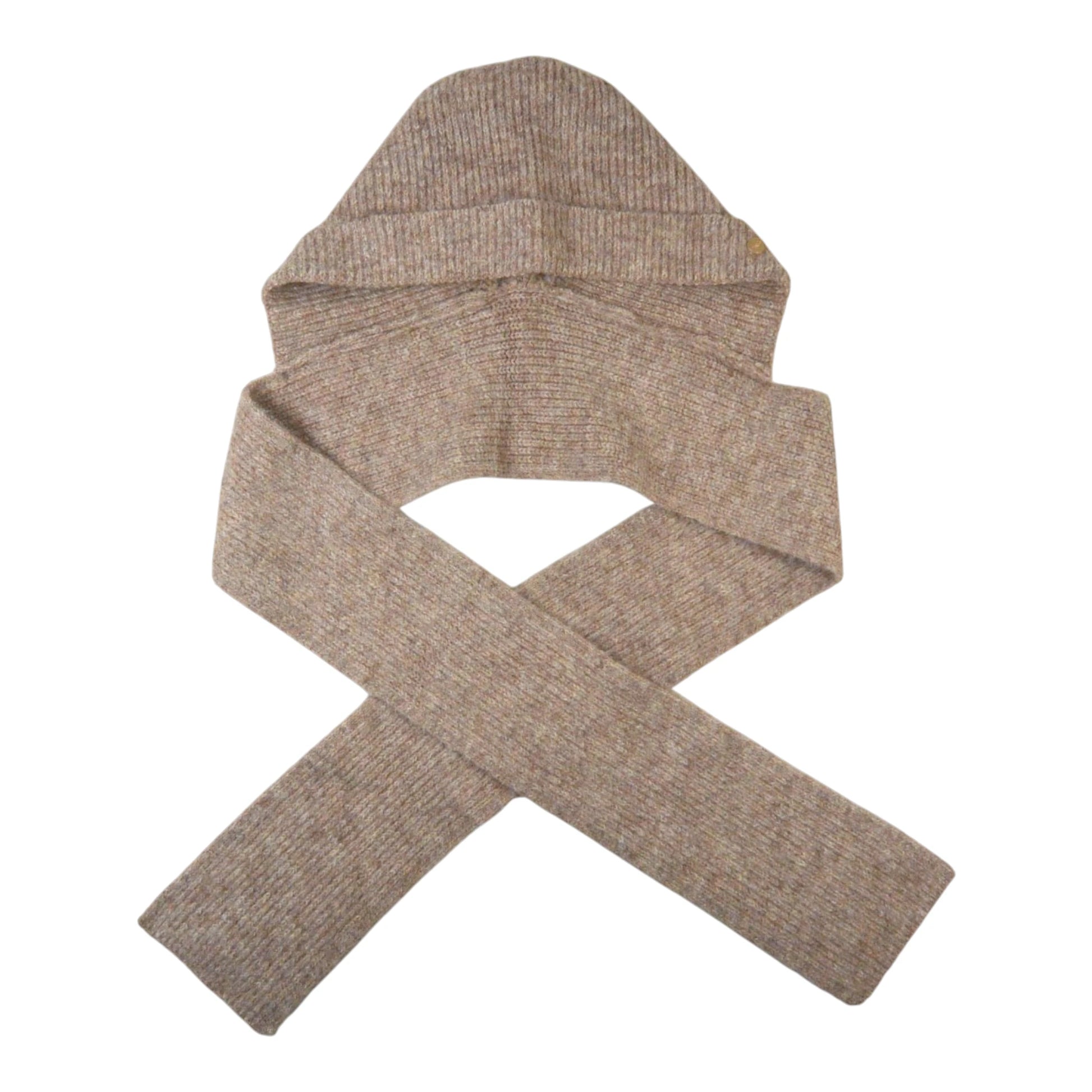 Nijens Balaclava in Beige mit langen Schalenden – offene Produktansicht