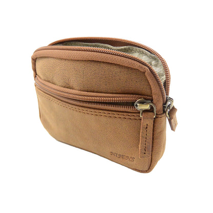 Small leather pouch TAN with treats compartment for dogs Prague NJ-07 1041