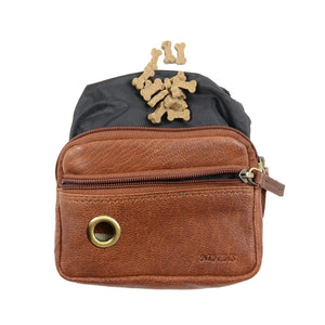 Kleine Beuteltasche Leder Brandy mit Leckerlifach für Hunde