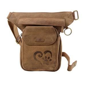 Gassi-Tasche Leder Braun, Gürteltasche Nijens