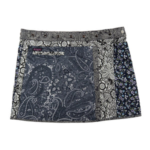 Sommerrock Wenderock Wickelrock Minirock aus Baumwolle grau-blau mit Paisley