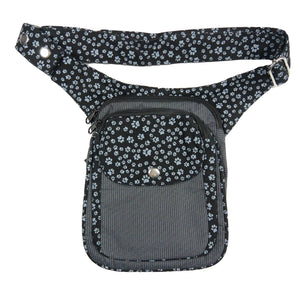 Gassi-Tasche S-XXXL Hüfttasche für Hundefreunde Pfoten Motiv Grau Nijens