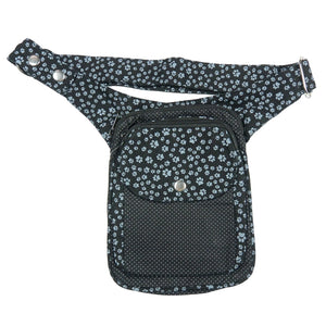 Nijens Gassi-Tasche S-XXXL Hundetasche NJ-Freiburg Pfötchen und Polka Dot Schwarz 734