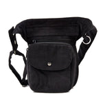 Gürteltasche, Gassi-Tasche aus Cord Schwarz. Diese Gürteltasche hat zwei Reißverschlussfächer vorne sowie ein Einsteckfach, welches durch einen Überschlag mit Druckknopf verschlossen wird. Auf der hinteren Seite befindet sich ein weiteres Reißverschlussfach. 