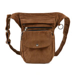 Bauchtasche, Gassi-Tasche aus Cord Goldbraun. Diese Gürteltasche hat zwei Reißverschlussfächer vorne sowie ein Einsteckfach, welches durch einen Überschlag mit Druckknopf verschlossen wird. Auf der hinteren Seite befindet sich ein weiteres Reißverschlussfach. 